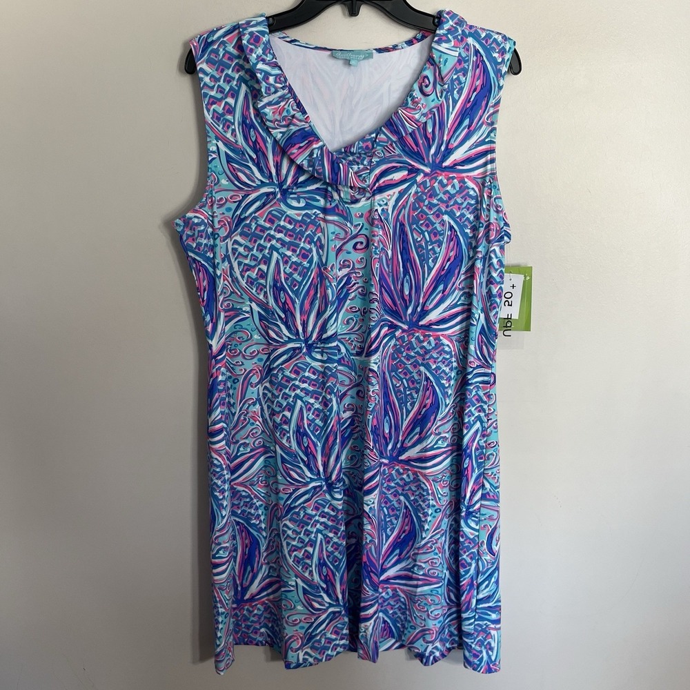 NWT Anthony's Resort Wear Bright & Colorful‎ Sleeveless Dress V Neck Size XL